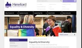 
							         Supporting you > Equality & Diversity | Hereford Sixth form college								  
							    