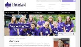 
							         Supporting you | Hereford Sixth form college								  
							    