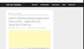 
							         Sure-P 2018 Recruitment Application Form is Out - Apply Now via ...								  
							    