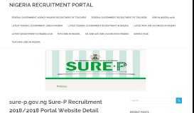 
							         sure-p.gov.ng Sure-P Recruitment 2018/2018 Portal Website Detail ...								  
							    