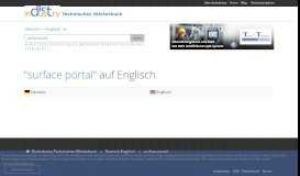 
							         surface portal - Englisch Übersetzung | Technik Wörterbuch								  
							    