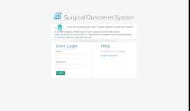 
							         Surgeon Portal - Surgical Outcomes System								  
							    