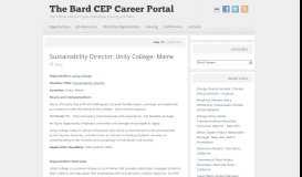 
							         Sustainability Director, Unity College- Maine | The Bard CEP Career ...								  
							    