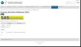 
							         Svenska Akustiska Sällskapet (SAS) — Euracoustics, the Web Portal ...								  
							    