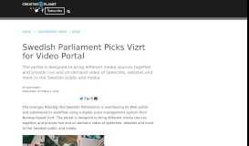 
							         Swedish Parliament Picks Vizrt for Video Portal - GovernmentVideo.com								  
							    