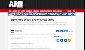 
							         Symantec boosts channel resources - ARN								  
							    