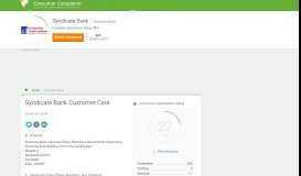 
							         Syndicate Bank Customer Care, Complaints and Reviews								  
							    