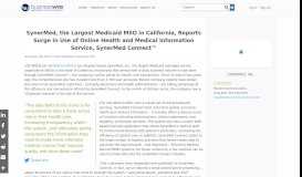 
							         SynerMed, the Largest Medicaid MSO in California, Reports Surge in ...								  
							    