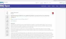 
							         Synthesising evidence on patient portals: a protocol for an umbrella ...								  
							    