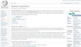 
							         Sysmex Corporation - Wikipedia								  
							    