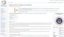 
							         Systems Plus College Foundation - Wikipedia								  
							    
