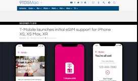 
							         T-Mobile launches initial eSIM support for iPhone XS, XS Max, XR ...								  
							    