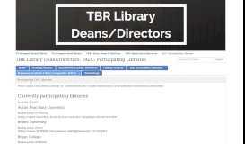 
							         TALC: Participating Libraries - TBR Library Deans/Directors - TN ...								  
							    