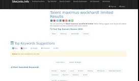 
							         Talent maximus wockhardt limited Results For Websites Listing								  
							    