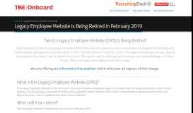 
							         Taleo Employee Website Sunsetting in February 2019 - TBE Onboard								  
							    