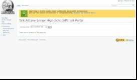 
							         Talk:Albany Senior High School/Parent Portal - WikiEducator								  
							    