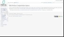 
							         Talk:Portal 2 Impossible Space - Portal Wiki								  
							    