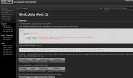 
							         Talk:Subtitles (Portal 2) - Valve Developer Community								  
							    
