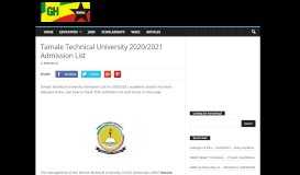 
							         Tamale Technical University 2019/2020 Admission List | GH Students								  
							    