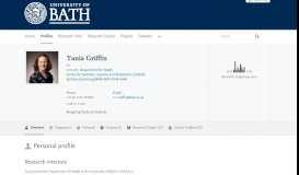 
							         Tania Griffin — the University of Bath's research portal								  
							    