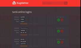 
							         tanki.online passwords - BugMeNot								  
							    