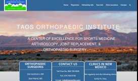 
							         Taos Orthopaedic Institute – Medical Doctors & Fellows								  
							    