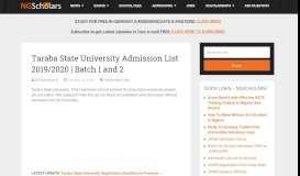 
							         Taraba State University Admission List 2018/2019 (1st & 2nd Batch)								  
							    