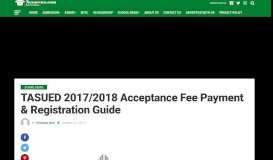 
							         TASUED 2017/2018 Acceptance Fee Payment & Registration Guide								  
							    