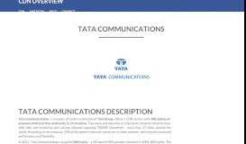 
							         Tata Communications Feature & Pricing Overview | CDN Overview								  
							    