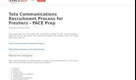 
							         Tata Communications Recruitment Process for Freshers - FACE Prep -								  
							    