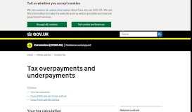 
							         Tax overpayments and underpayments - GOV.UK								  
							    