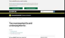 
							         Tax overpayments and underpayments : If your P800 ... - Gov.uk								  
							    