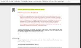 
							         Taxpayer Portal Help for Filling Income tax return: Source: https://ird ...								  
							    