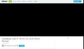 
							         TaxWise 2017: Print to CCH iFirm Portal on Vimeo								  
							    