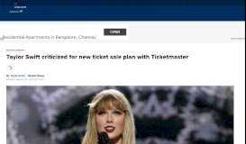 
							         Taylor Swift criticized for new ticket sale plan with Ticketmaster ...								  
							    