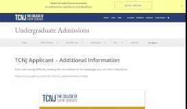 
							         TCNJ Applicant – Additional Information | Undergraduate Admissions								  
							    