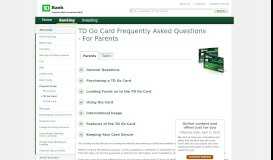 
							         TD Go Card Reloadable Prepaid Card FAQ | TD Bank								  
							    