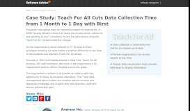 
							         Teach For All Cuts Data Collection Time With Birst - Software Advice								  
							    