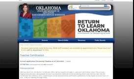 
							         Teacher Certification | Oklahoma State Department of Education								  
							    