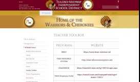 
							         Teacher Toolbox | Home of the Warriors & Cherokees								  
							    