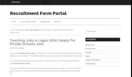 
							         Teaching Jobs in Lagos 2019 - Recruitment Form Portal								  
							    
