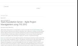 
							         Team Foundation Server - Agile Project Management using TFS 2012								  
							    