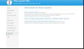 
							         Team Leader Resources - Laurel VEC								  
							    