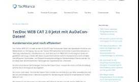 
							         TecDoc WEB CAT 2.0 jetzt mit AuDaCon-Daten! | TecAlliance								  
							    