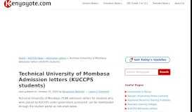 
							         Technical University of Mombasa TUM, Admission letters for KUCCPS ...								  
							    