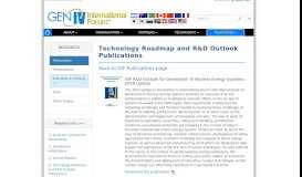 
							         Technology Roadmap and R&D Outlook Publications - GIF Portal								  
							    