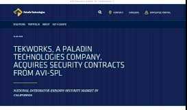 
							         TekWorks, a Paladin Technologies Company, Acquires Security ...								  
							    