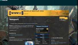 
							         Teleport | WoWWiki | FANDOM powered by Wikia								  
							    