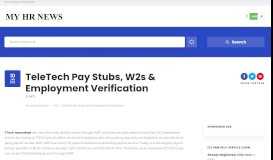 
							         TeleTech Pay Stubs, W2s & Employment Verifications | My HR News								  
							    