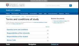 
							         Terms and conditions of study | University of St Andrews								  
							    